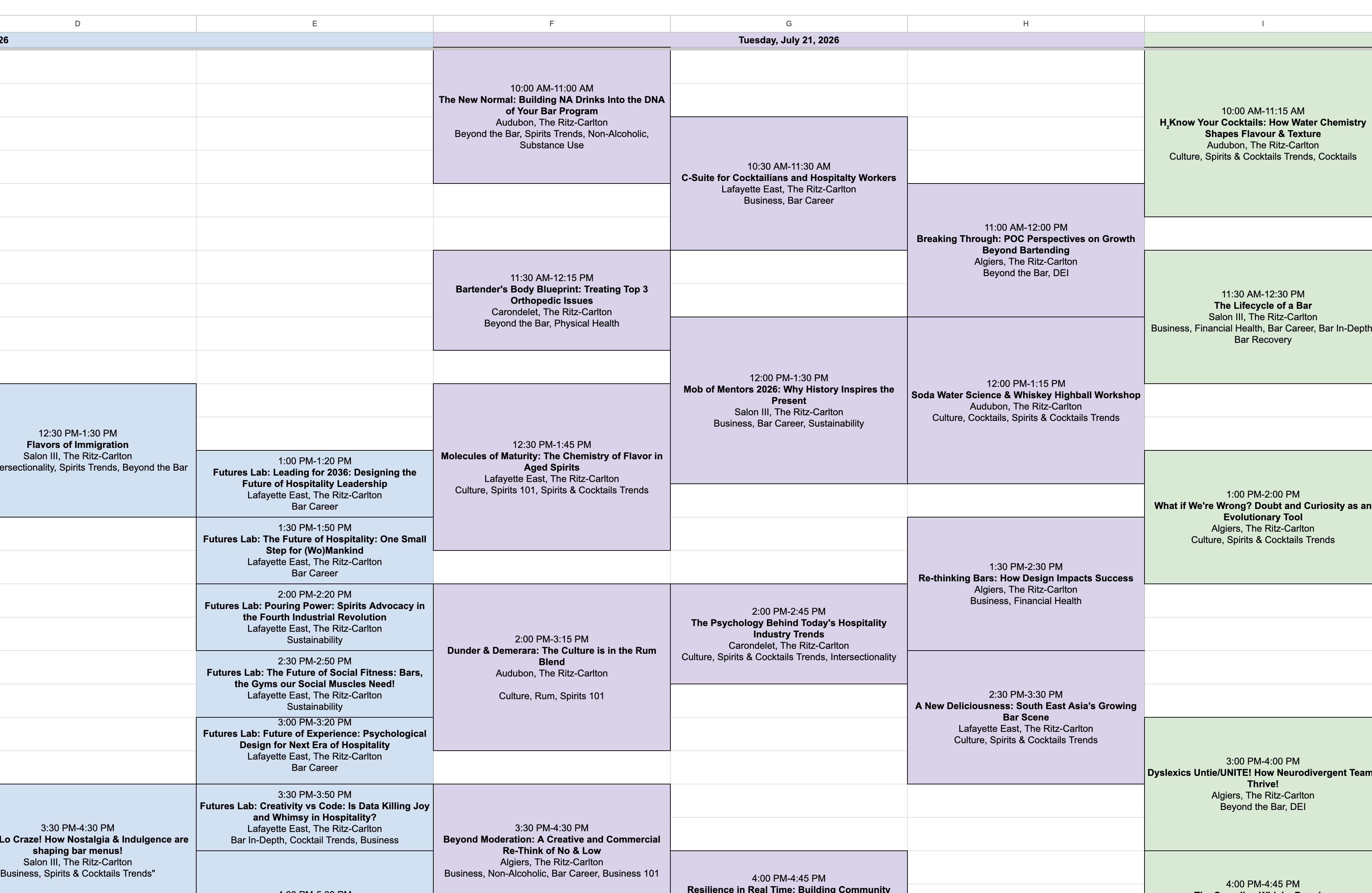Tales of the Cocktail 2026 – Visual Seminar Schedule